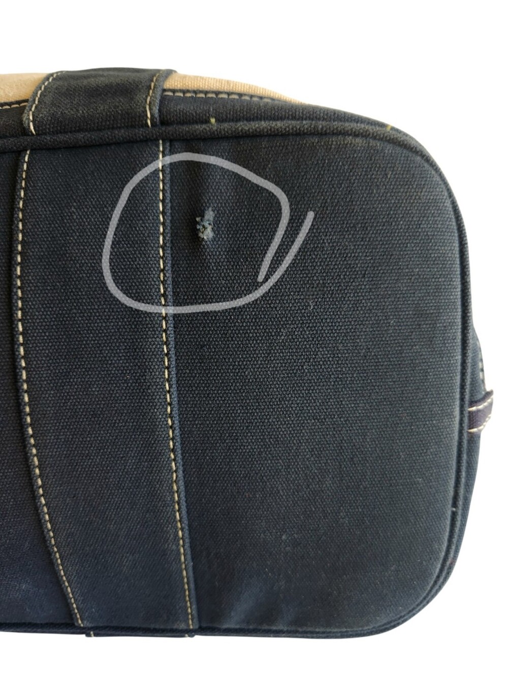Vintage J. Crew Montauk Large Canvas Tote Natural Navy - Picture 11 of 16